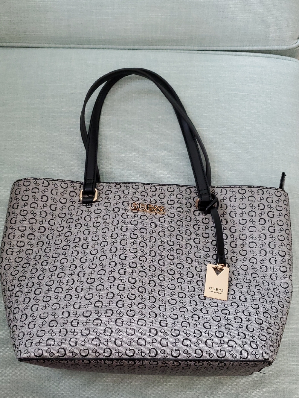 Guess Monogram Handbag Gray Black
